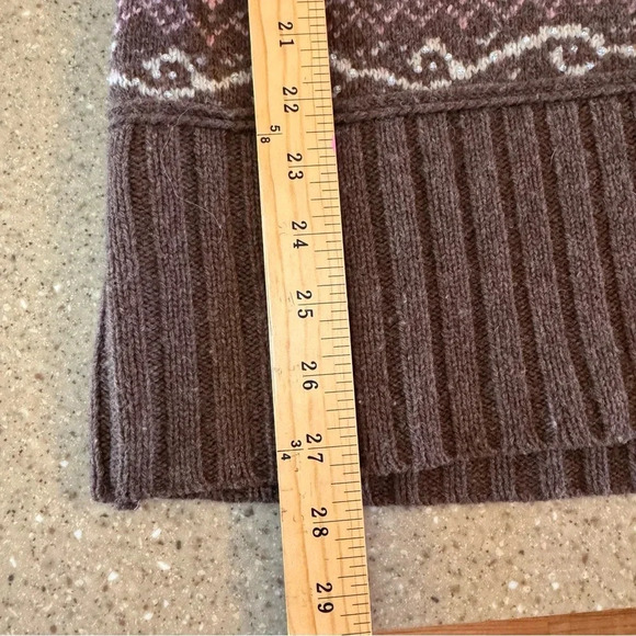 DKNYC Sweater Women size Small Vneck Brown And White 100% Wool casual career - Picture 3 of 6